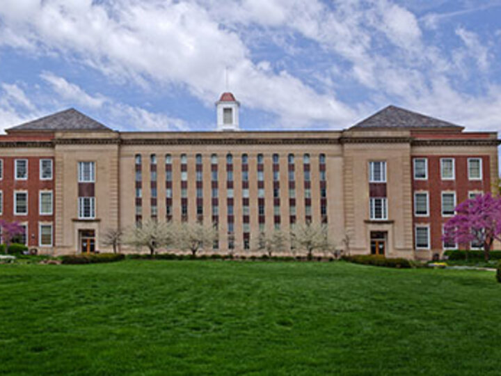 A photo of the Love Library building.